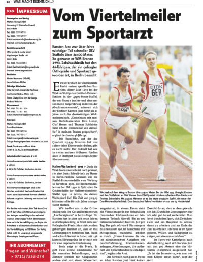 Bild Zeitschrift Leichtathletik Artikel vom 04. Februar 2015, Ausgabe Nr. 6 - Seite 22